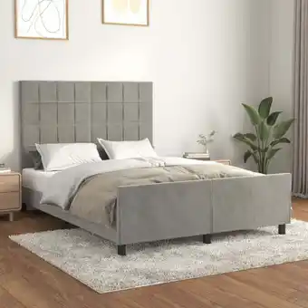 ManoMano Bettgestell mit Kopfteil Doppelbett Bett für Schlafzimmer Hellgrau 140x200 cm Samt DE31512 Angebot