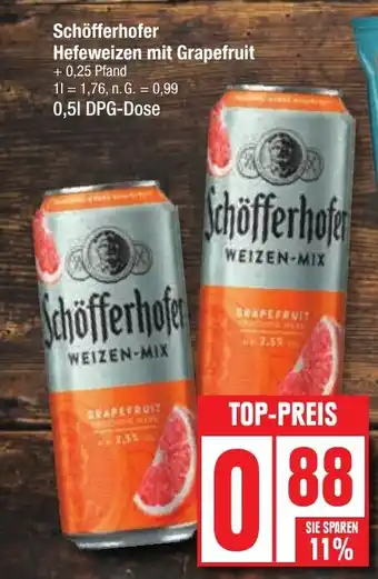 Edeka Schöfferhofer Hefeweizen mit Grapefruit 500ml Angebot