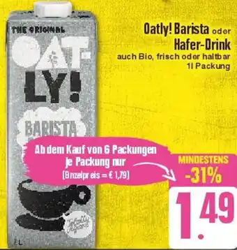 Edeka Oatly! Barista oder Hafer-Drink 1 L Packung Angebot