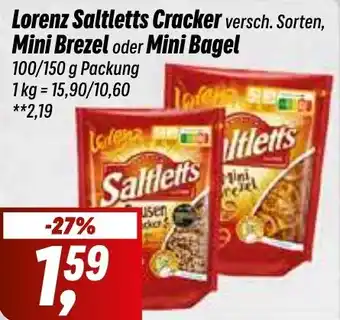 Simmel Lorenz Saltletts Cracker, Mini Brezel oder Mini Bagel 100/150 g Packung Angebot