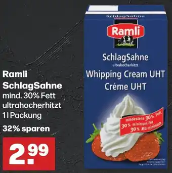 Handelshof Ramli Schlagsahne 1 L Packung Angebot