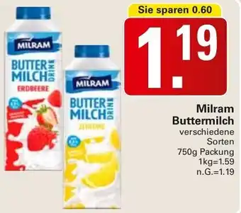 WEZ Milram Buttermilch 750 g Packung Angebot