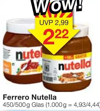 Jawoll Ferrero Nutella 450/500g Angebot