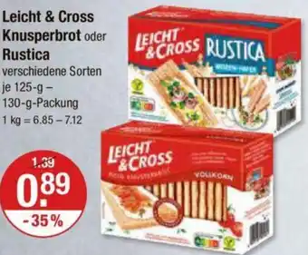 V Markt Leicht & Cross Knusperbrot oder Rustica 125-130 g Packung Angebot