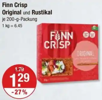 V Markt Finn Crisp Original und Rustikal 200 g Packung Angebot