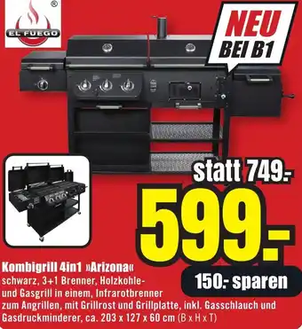 B1 Discount Baumarkt EL FUEGO Kombigrill 4in1 Arizona Angebot