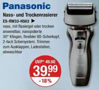 V Markt Panasonic Nass und Trockenrasierer ES-RW33-H503 Angebot