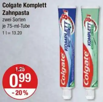 V Markt Colgate Komplett Zahnpasta 75 ml Tube Angebot