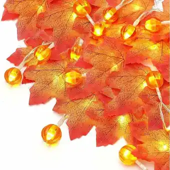 ManoMano Halloween-Kürbiskranz Heimdekoration Lichterkette Ahornblatt-Girlande Batteriebetriebene Weihnachtsdekorationen (6 m – 40 Lic Angebot