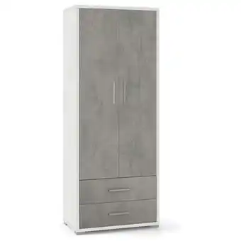 ManoMano Mehrzweckschrank mit zwei Türen und zwei Schubladen White Cement 71x41x H182 cm Angebot