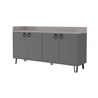 ManoMano Sideboard 4 anthrazitfarbene taubengraue Türen 140x36x80 h Angebot