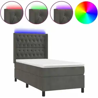 ManoMano Bonnevie - Bettrahmen Einzelbett,Bettgestell und Polsterbett,Boxspringbett mit Matratze & led Dunkelgrau 90x190 cm Samt 71518 Angebot