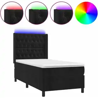 ManoMano Bonnevie - Bettrahmen Einzelbett,Bettgestell und Polsterbett,Boxspringbett mit Matratze & led Schwarz 80x200 cm Samt 22209 -  Angebot