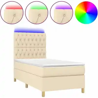 ManoMano Bonnevie - Bettrahmen Einzelbett,Bettgestell und Polsterbett,Boxspringbett mit Matratze & led Creme 100x200 cm Stoff 94307 -  Angebot