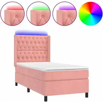 ManoMano Bonnevie - Bettrahmen Einzelbett,Bettgestell und Polsterbett,Boxspringbett mit Matratze & led Rosa 100x200 cm Samt 30540 - Ro Angebot