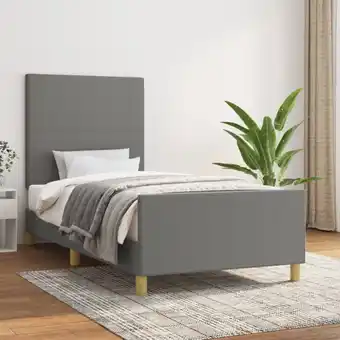 ManoMano Bettgestell mit Kopfteil Einzelbett Bett für Schlafzimmer Dunkelgrau 80x200 cm Stoff DE53517 Angebot