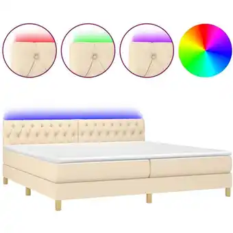 ManoMano Bonnevie - Bettrahmen Einzelbett,Bettgestell und Polsterbett,Boxspringbett mit Matratze & led Creme 200x200 cm Stoff 89033 -  Angebot