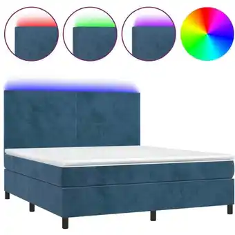 ManoMano Bettrahmen Einzelbett,Bettgestell und Polsterbett,Boxspringbett mit Matratze & led Dunkelblau 160x200 cm Samt Bonnevie 96877  Angebot