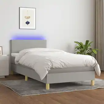 ManoMano Boxspringbett mit Matratze & led Bett für Erwachsene Schlafzimmerbett Hellgrau 90x200 cm Stoff NGIVN9680503 Bonnevie Angebot