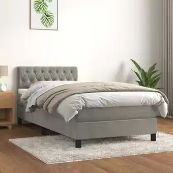 ManoMano Boxspringbett mit Matratze Bett für Erwachsene Schlafzimmerbett Bett für Erwachsene Schlafzimmerbett Hellgrau 90x190 cm Samt  Angebot