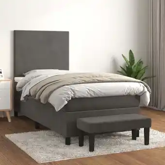 ManoMano Boxspringbett mit Matratze Bett für Erwachsene Schlafzimmerbett Bett für Erwachsene Schlafzimmerbett Dunkelgrau 90x190 cm Sam Angebot