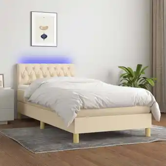 ManoMano Boxspringbett mit Matratze & LED,Schlafzimmerbett,Polsterbett,Hotellbett Creme 100x200 cm Stoff FBDSC386343 Maisonchic Angebot