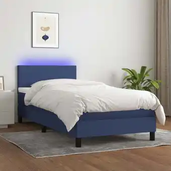 ManoMano Boxspringbett mit Matratze & led Bett für Erwachsene Schlafzimmerbett Blau 100x200 cm Stoff NGIVN2145679 Bonnevie Angebot