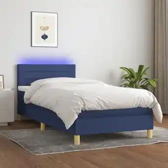 ManoMano Boxspringbett mit Matratze & led Bett für Erwachsene Schlafzimmerbett Blau 90x200 cm Stoff NGIVN6016119 Bonnevie Angebot