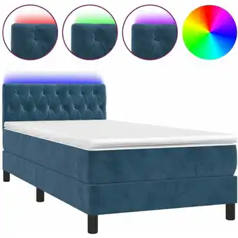 ManoMano Bettgestell mit Matratze & LED,Betten für Erwachsene,Boxspringbett,Schlafzimmerbett Dunkelblau 90x200 cm Samt -Maison 43412 - Angebot