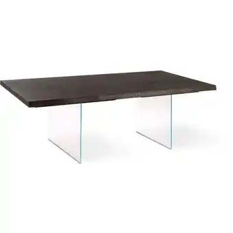 ManoMano Massiver Eichentisch mit thermobehandeltem Holz und transparenten Glasbeinen 100x200x76h cm Angebot