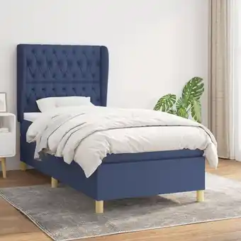 ManoMano Boxspringbett mit Matratze Bett für Erwachsene Schlafzimmerbett Bett für Erwachsene Schlafzimmerbett Blau 90x200 cm Stoff NGI Angebot