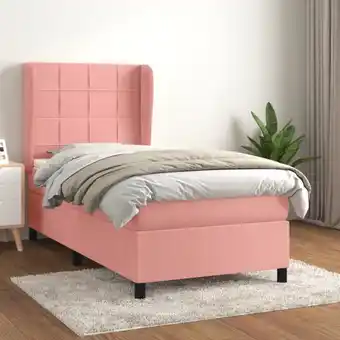 ManoMano Boxspringbett mit Matratze Bett für Erwachsene Schlafzimmerbett Bett für Erwachsene Schlafzimmerbett Rosa 90x200 cm Samt NGIV Angebot