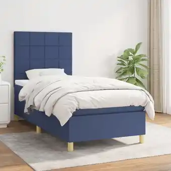 ManoMano Boxspringbett mit Matratze Bett für Erwachsene Schlafzimmerbett Bett für Erwachsene Schlafzimmerbett Blau 100x200 cm Stoff NG Angebot