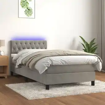 ManoMano Boxspringbett mit Matratze & led Bett für Erwachsene Schlafzimmerbett Hellgrau 90x190 cm Samt NGIVN1735647 Bonnevie Angebot