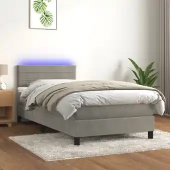 ManoMano Boxspringbett mit Matratze & LED,Bettgestell für Erwachsene,Taschenfederkernmatratze Hellgrau 90x190 cm Samt -BNC99379 Angebot