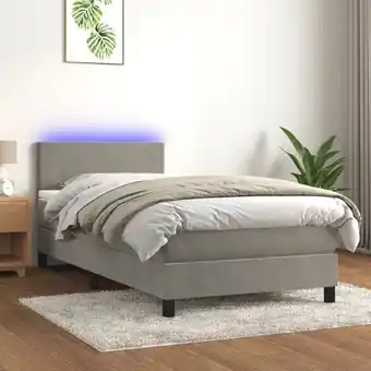 ManoMano Boxspringbett mit Matratze & led Bett für Erwachsene Schlafzimmerbett Hellgrau 90x190 cm Samt NGIVN8304628 Bonnevie Angebot