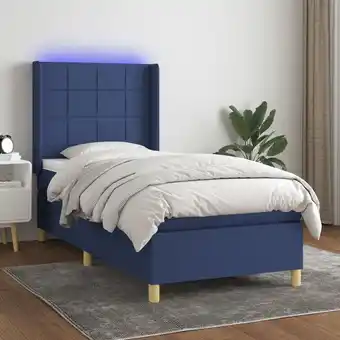 ManoMano Boxspringbett mit Matratze & led Bett für Erwachsene Schlafzimmerbett Blau 90x200 cm Stoff NGIVN7865619 Bonnevie Angebot