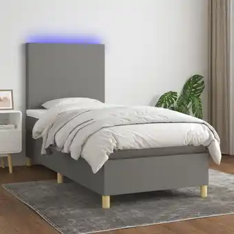 ManoMano Boxspringbett mit Matratze & LED Bett für Erwachsene Schlafzimmerbett Dunkelgrau 100x200 cm Stoff NGIVN9718837 BonneVie Angebot