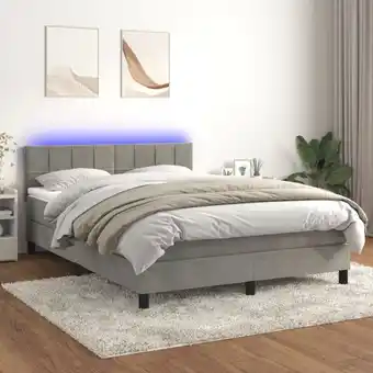 ManoMano Boxspringbett mit Matratze & led Bett für Erwachsene Schlafzimmerbett Hellgrau 140x190 cm Samt NGIVN1083845 Bonnevie Angebot