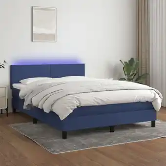 ManoMano Boxspringbett mit Matratze & led Bett für Erwachsene Schlafzimmerbett Blau 140x200 cm Stoff NGIVN1429433 Bonnevie Angebot