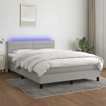 ManoMano Boxspringbett mit Matratze & led Bett für Erwachsene Schlafzimmerbett Hellgrau 140x200 cm Stoff NGIVN2071577 Bonnevie Angebot