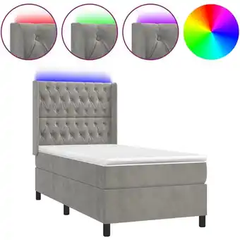 ManoMano Bettgestell mit Matratze & LED,Betten für Erwachsene,Boxspringbett,Schlafzimmerbett Hellgrau 90x200 cm Samt -Maison 83683 - G Angebot