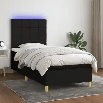 ManoMano Boxspringbett mit Matratze & LED,Bettgestell für Erwachsene,Taschenfederkernmatratze Schwarz 100x200 cm Stoff -BNC54202 Angebot