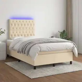 ManoMano Boxspringbett mit Matratze & led Bett für Erwachsene Schlafzimmerbett Creme 120x200 cm Stoff NGIVN8423494 Bonnevie Angebot