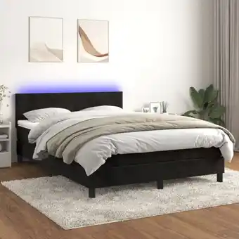 ManoMano Boxspringbett mit Matratze & led Bett für Erwachsene Schlafzimmerbett Schwarz 140x190 cm Samt NGIVN4461002 Bonnevie Angebot