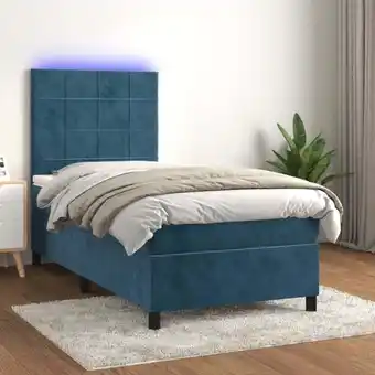 ManoMano Boxspringbett mit Matratze & led Bett für Erwachsene Schlafzimmerbett Dunkelblau 90x200 cm Samt NGIVN9780012 Bonnevie Angebot