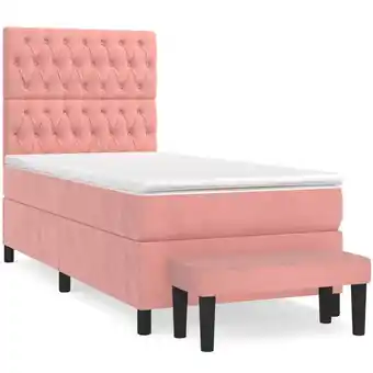 ManoMano Bettrahmen Einzelbett,Bettgestell und Polsterbett,Boxspringbett mit Matratze Rosa 100x200 cm Samt Bonnevie 98065 - Rosa Angebot