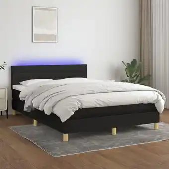 ManoMano Boxspringbett mit Matratze & led Bett für Erwachsene Schlafzimmerbett Schwarz 140x200 cm Stoff NGIVN5608652 Bonnevie Angebot