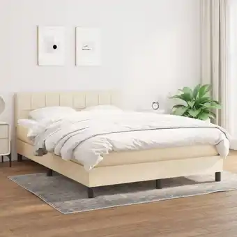 ManoMano Boxspringbett mit Matratze Bett für Erwachsene Schlafzimmerbett Bett für Erwachsene Schlafzimmerbett Creme 140x200 cm Stoff N Angebot