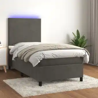 ManoMano Boxspringbett mit Matratze & led Bett für Erwachsene Schlafzimmerbett Dunkelgrau 90x200 cm Samt NGIVN3417898 Bonnevie Angebot